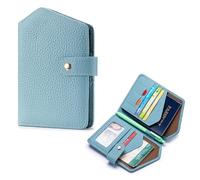 MZYFDC Étui de Passeport en Cuir Fin for Homme et Femme, Compatible avec Cartes de crédit, Cartes d'identité, espèces et Accessoires.(Light Blue)