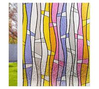 MZYFDC Film de fenêtre Non adhésif Statique, Verre décoratif, Autocollants vitrail, bloqueur Chaleur, contrôle la for Maison pour Chambre Salon Salle(Black,75x200cm)