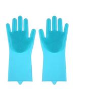 MZYFDC Gant Nettoyage Dishwashing Cleaning Gloves Magic Silicone Rubber Dish Washing For Household Sponge Scrubber Kitchen Tools(Blue)