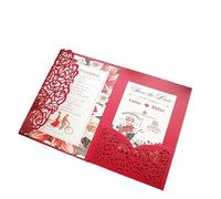 MZYFDC Lot de 10 cartes d'invitation mariage avec rose rouge au laser for fête d'anniversaire(Red,Outside cover only)