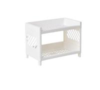 MZYFDC Organisation Bureau Desktop Double-layer Plastic Storage Rack Office Stationery And Cosmetics Box Kitchen Bathroom(White 1pc)