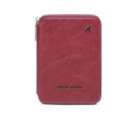 MZYFDC Portefeuille de Voyage for Passeport, Porte-Cartes for Hommes et Femmes, Sac de Rangement Multifonctionnel for Billets d'avion et Cartes SIM(Red)
