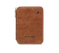 MZYFDC Portefeuille de Voyage for Passeport, Porte-Cartes for Hommes et Femmes, Sac de Rangement Multifonctionnel for Billets d'avion et Cartes SIM(Brown)