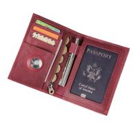 MZYFDC Portefeuille en Cuir for Passeport, Porte-Cartes, Porte-Monnaie, Fente for AirTag, for Hommes et Femmes(Wine Red)