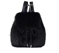 MZYFDC Sac en Peluche D'hiver Sac à dos en fausse fourrure for femme, doux et moelleux, grande capacité, avec rabat cordon fermeture magnétique, idéal for un usage quotidien décontracté(Black)