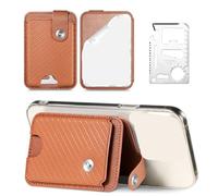 MZYFDC Support magnétique for téléphone Portable de Voiture avec Boucle à Motif Fibre, Autocollant arrière, Fente for Carte, Couteau Multifonction(Brown)