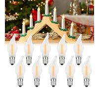 MZYOYO Ampoule LED E10,Bougies LED E10,2100K Blanc Chaud,0,2W,3LM,Mat,AC14V-55V,pour guirlande lumineuse, guirlandes de Noël, arche lumineuse,chandelier de Noël,Lot de 10