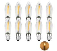 MZYOYO E10 Ampoule LED,E10 LED Bougies coniques Ampoules LED pour Arche de Bougie,Bougies LED E10 pour Arche de Bougie,Bougies LED Arche de Bougie 2100K Blanc chaud,0.2W,3LM,AC 34V,Clair,Paquet de 10