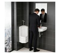 MZZKFC Urinoir pour Hommes Urinoir Mural d'angle pour Hommes, Urinoirs en Céramique Design Triangulaire Peu Encombrant, Urinoirs pour Hommes De 60cm avec Robinet De Chasse(White)