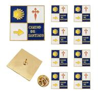 Mzztino Pin's de pèlerin - Badge Camino de Santiago - Marqueur de route - Croix de St James - Épingles coquillage festonné, Small, Fer, Pas de gemme