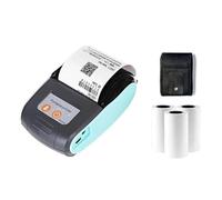 MZZYG Imprimante Thermique D'éTiquettes Mini Imprimante Thermique De Tickets De Caisse sans Fil, Bluetooth, 58mm, Portable, Facture De Billet, Vente Au Détail, avec 3 Rouleaux(Blue)