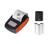 MZZYG Imprimante Thermique D'éTiquettes Mini Imprimante Thermique De Tickets De Caisse sans Fil, Bluetooth, 58mm, Portable, Facture De Billet, Vente Au Détail, avec 3 Rouleaux(Orange)
