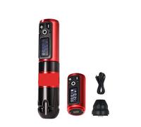 MZZYG Kits de Tatouage Machine À Tatouer sans Fil, Stylo À Batterie Rotative, avec Bloc d'alimentation Portable, Affichage Numérique LED 2400mAh, for l'art Corporel pour Débutant(Color:Full Red kit)
