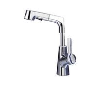 MZZYG Robinet de Cuisine Robinet De Lavabo De Salle De Bain Extractible 360° Rotatif Robinets De Bassin Anti-éclaboussures Mitigeur Chaud Froid Ascenseur Pulvérisateur À Tirette(Chrome)