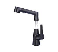 MZZYG Robinetterie de Cuisine Robinet De Lavabo De Salle De Bain Extractible 360 ° Rotatif Robinets De Bassin Anti-éclaboussures Mitigeur Chaud Froid Ascenseur Pulvérisateur À Tirette(Black)