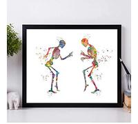 N/Ａ Impressions décoratives sur Toile Affiche d'anatomie Humaine Danse squelettes drôle Impressions médicales orthopédiste Cadeau Aquarelle Art Toile Peinture Clinique décoration murale-50x70cm