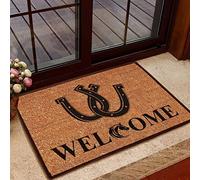 N/Ａ Paillasson Interieur Tapis d'entrée Cadeau de Fer à Cheval de Bienvenue pour Les Amoureux des Chevaux Design Paillasson Home Decor Decoration Maison