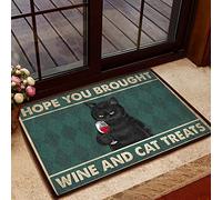 N/Ａ Paillasson Interieur Tapis d'entrée Chat Noir avec paillasson à vin Home Decor Decoration Maison