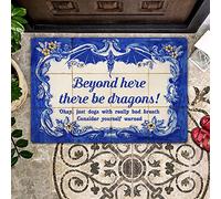 N/Ａ Paillasson Interieur Tapis d'entrée Dragon et Chien Considérez-Vous averti Design Paillasson Home Decor Decoration Maison
