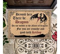 N/A Paillasson Interieur Tapis d'entrée Joli paillasson Design Home Decor Dragon Beyond Here There Be Dragons Decoration Maison