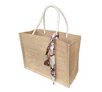 N/0 Sac en jute pour doublure Sacs en jute au crochet pour doublure Sac de mer Sac Yuta rigide en jute avec poignées Sacs en jute pour doublure avec poignée pour achats portables, sac de plage en mer