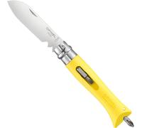 N°09 Couteau De Bricolage Jaune - Lame Inox Coupe-Fil & Dénudeur - Manche Avec 2 Embouts De Tournevis - Bague De Sécurité Virobloc - Fabrication France