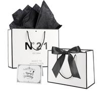 N°21 EST.2004 Birthday Pochette Cadeau Papier,Noir Blanc Gift Bag Paquet,1 Cartes +3 Mouchoirs +1 Noeud Pour Garçon Fille 21 Ans Fête d'Anniversaire Cadeaux Décorations