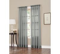 N ° 918 Erica écrasé Sheer Voile Rideau de Perles Frange, Charcoal Gray, 51" x 84"