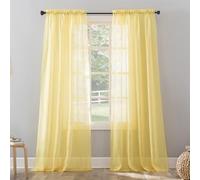 N ° 918 Erica écrasé Sheer Voile Rideau de Perles Frange, Jaune, 51" x 84"