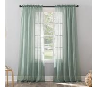 N ° 918 Erica écrasé Sheer Voile Rideau de Perles Frange, Vert minéral, 51" x 84"