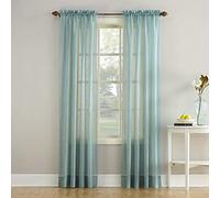 N° 918 Erica Rideau en Voile Transparent texturisé avec Passe-Tringle, 129,5 x 241,3 cm, Bleu minéral