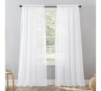 N° 918 Erica Rideau en Voile Transparent texturisé avec Passe-Tringle, 129,5 x 304,8 cm, Blanc