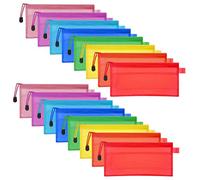 "N/A" 16PCS Pochette Zippée A6,Pochette Rangement,Dokumententasche 23,5×11,5cm en Plastique Imperméable avec Pochette de Rangement, Pochette Plastique Zip pour Voyage, Fournitures, Bureau, 6 Couleurs