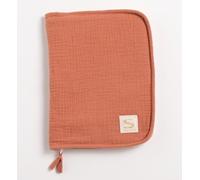 Protège carnet de santé en double gaze de coton - uni petale rouge TU