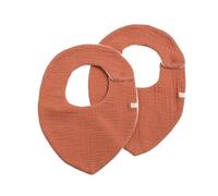 Sauthon - Lot de 2 bavoirs en double gaze de coton - uni Terracotta