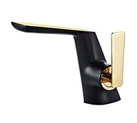 N/A Basin Faucet, Bathroom Sink Brass Ceramic Valve Vanity Single Handle Hot and Clod Water Mixer Tap, Hole Washbasin Faucet,White Gold (White Gold)