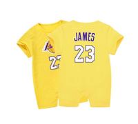 "N/A" Bébé Jersey,James-23,Maillots Joueur Basket-Ball Bodys bébé Grenouillères Short à Manches Courtes,0-15Mois,Yellow,90cm