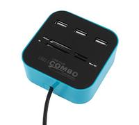 N/A Blue 3 Ports USB 2.0 HUB All in One SD/TF Multi Card Reader Combo