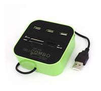 N/A Blue LED Light 3 Ports USB 2.0 HUB TF All-in-1 Combo Card Reader Vert