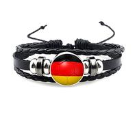 N - A Bracelet Drapeau Bracelet Coupe du Monde Football 2 pièces Pays Bracelet Tressé World Cup Country Flag Bracelet Femmes Hommes Enfant (Allemagne)
