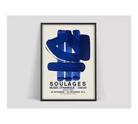 N / A Impressions décoratives sur Toile Affiche Exposition Soulages, Affiche Soulages, Tirage Soulage, Tirages d'art, Tirage d'exposition, Exposition musée, Absthibition-60x80cm
