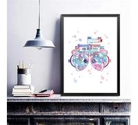 N / A Impressions décoratives sur Toile Aquarelle optométrie Outil ophtalmologie Art Affiche Peinture Instrument optométrique Art Optique Toile Impressions Oeil Clinique décor-60x80cm