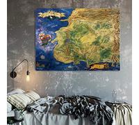 N / A Impressions décoratives sur Toile La Roue du Temps Carte Affiche Imprime la Carte Mur Art Toile Peinture l'oeil du Monde Carte Imprimer décoration de la maison-60x80cm