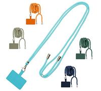 N A Lot de 5 cordons de téléphone portable réglables et détachables en nylon avec patchs pour téléphone, cordon de téléphone universel pour tour de cou