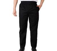 N / A Pantalon de Cuisine Grande Taille Homme Vetement de Travail pour Patissier Cuisinier Boulanger - Noir | Élastique Complet, 3XL