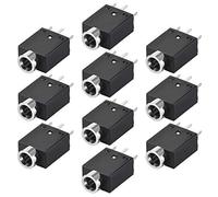 N/A PCB Mount 3.5mm 5 Pin Socket Headphone Stereo Jack Audio Video Connector PJ358 Black 10Pcs