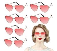 N/AN/A YOLOUP 6 Pcs Lunettes de Soleil Hippie, Lunettes de Soleil Cœur Lunettes Party Rose Rétro Néon pour Déguisement Femme Homme Costume Carnaval Décoration Fête Saint Valentin Mariage Anniversaire
