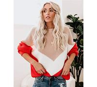 N-B Loose Knitted Sweater Women Jumpers Long Sleeve Woman Pullovers Sweaters Casual Winter Color Block Striped Sweater