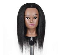 N-B Mannequin Head with Human Hair Doll for 14 inch Hair Styling Braiding Curly Pre Stretched Extension Holder Manikin Mixed Hair Care for Girls and Kids Make Up Practice and Train Cosmetology