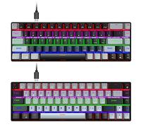 N+B Nouveau Clavier mécanique V800 68 Touches RVB Rétro-Éclairage Clavier de Jeu Clavier Multimédia Dédié pour PC Portable - Arbre Bleu/Rouge (Gris Tige Rouge)